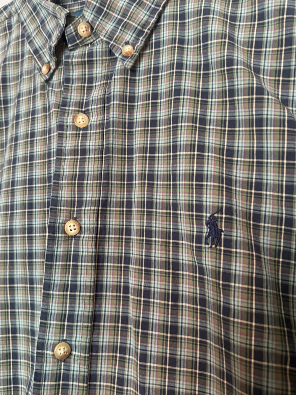 XL Ralph Lauren Multicolor Navy Plaid Button-Down Shirt